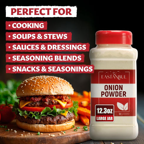12.3oz, Eastanbul Onion Powder, Premium Turkish White Onion Powder Seasoning, Mediterranean Seasoning for Cooking