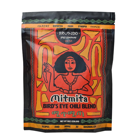 Brundo Ethiopian Spice Company Mitmita - Authentic Ethiopian Spice Blend with Bird's Eye Chili Pepper (8 oz)
