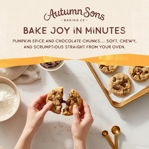 9 8.9 oz (Pack 3) Autumn Sons Baking Co. Gluten Free Pumpkin Chocolate Chunk Cookie Mix. Limited Edition Pumpkin Spice