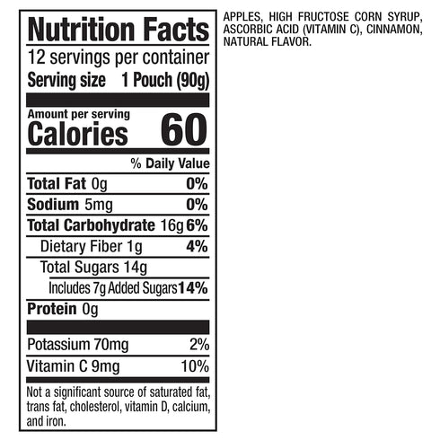 3.2 Oz 48 Count (4 Packs 12), Mott's Cinnamon Applesauce, Clear Pouches, Of No Artificial Flavors, Good Source