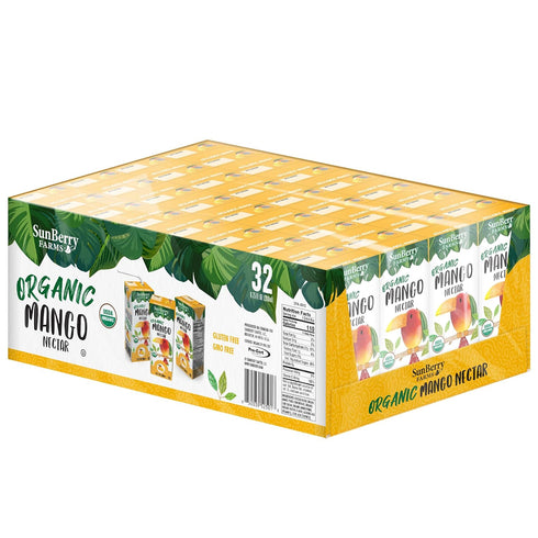 Sunberry Farms Organic Mango Nectar Juice Boxes 32 Pack (6.75 fl oz)