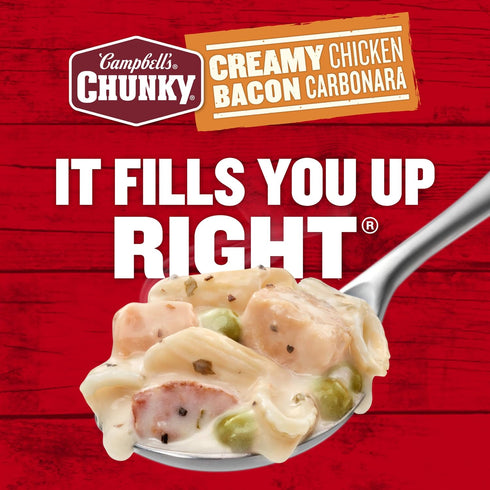 18.8 oz (12 Pack) Campbell's Chunky Creamy Chicken Bacon Carbonara Soup, Can