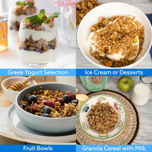 100% 10oz (3-Pack) Greek Goddess Gourmet Baklava Bliss Granola with Pistachios, Walnuts, Wildflower Honey, Cinnamon