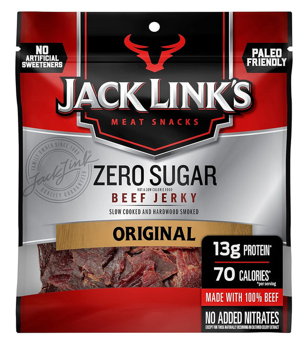 Jack Link's Beef Jerky, Zero Sugar, Paleo Friendly Snack with No Artificial