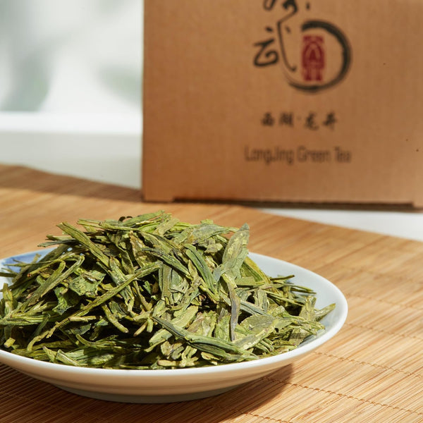 ChaWuWarmSun LongJing Green Tea - 3.5oz/100g, Chinese Dragon Well Loose Leaf