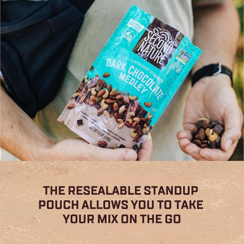 12 oz. (Pack 1) Second Nature Dark Chocolate Medley Trail Mix, Resealable Pouch of Certified Gluten-Free Snack Mix Dark