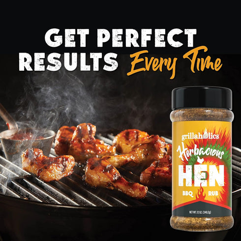 Grillaholics Herbacious Hen Chicken Seasoning - Insanely Herbal Chicken Dry Rub Blend - 24+ Herbs & Spices - Great on Rotisserie Chicken, Beer Can Chicken, Fried Chicken, Wings, Turkey, Ribs, and Pork