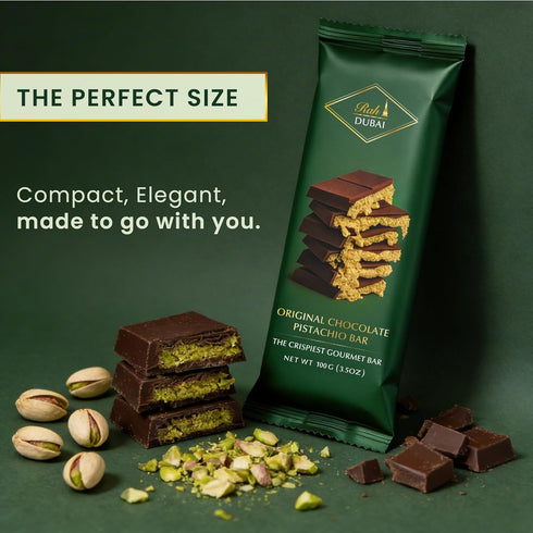 3.5oz 100g, Rah Dubai Chocolate Bar Pistachio, - Gourmet Chocolate Bar | Dubai Chocolate Bar Pistachio | Loaded
