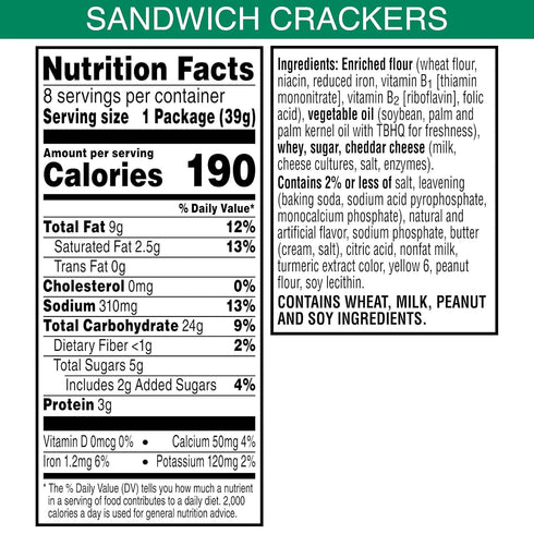 (12 96 Packs) Keebler Sandwich Crackers, Lunch Snacks, Club and Cheddar Trays
