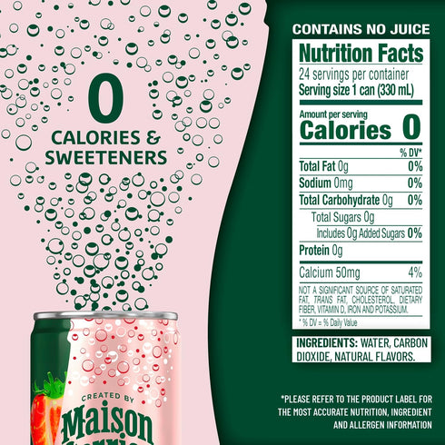 11.15 Oz 8 Count, 3 Pack Maison Perrier Forever Strawberry Flavored Sparkling Water, Fl Cans