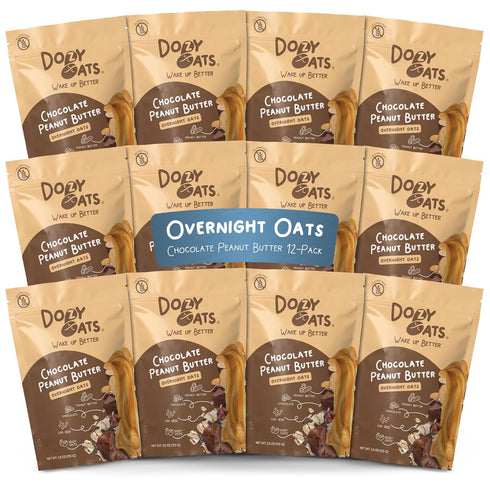 Dozy Oats Overnight Oatmeal Packets, Chocolate Peanut Butter Multipack with Rolled Oats,