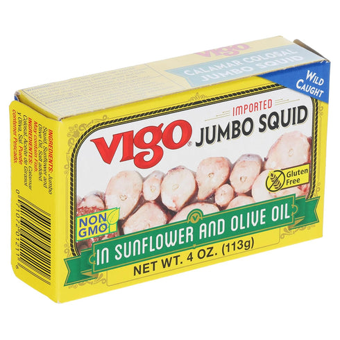 4 (Pack 10)) Vigo Premium Imported Canned Seafood, Specialty Flavored, Perfect for Recipes and Dishes (Jumbo Squid