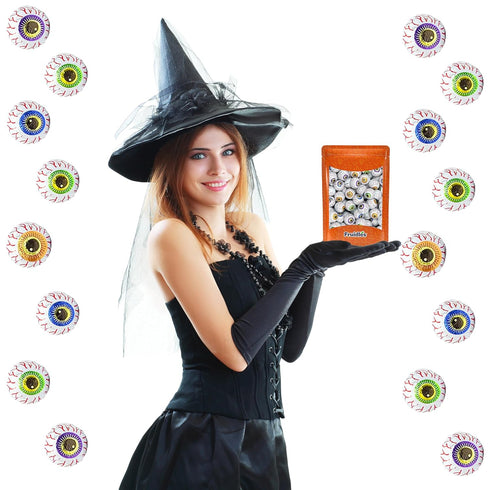 (2 Halloween Peanut Butter Spooky Eye Balls, Trick-Or-Treat Party Bag Fillers, Individually Wrapped in Multi-color Eye