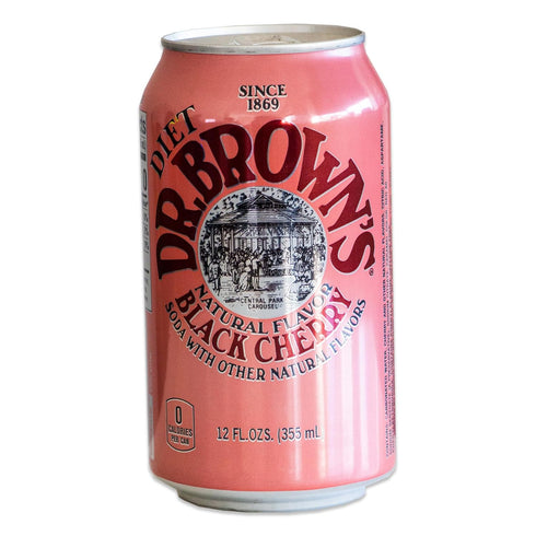 12, 12oz Dr Brown's Diet Black Cherry Soda - Smooth, Refreshing, Crisp Cherry Flavors - Cans