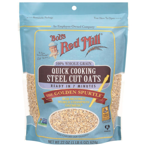 22oz (Pack 4) Bob's Red Mill Quick Cooking Steel Cut Oats, of - Non GMO, Whole Grain, Vegan, Kosher