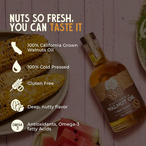 100% 12.68 Oz, Pack 2 Fresh Vintage Farms Undiluted Cold Pressed Walnut Oil | Wholesome & Nutritious Healthy Cooking