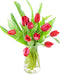 KaBloom - Bouquet of Fresh Red Tulips with Vase - Fresh Flowers
