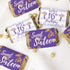 Sweet 16 Birthday Party Mini Chocolate Candy Bar Wrappers - Purple and Gold - 42 Stickers for Sweet Sixteen Favors