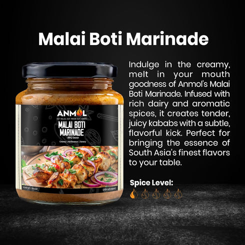 ANMOL (300g, 10.40 OZ) Malai Boti Marinade Creamy & Savory BBQ Sauce for Grilling & Roasting Perfect for Malai Boti