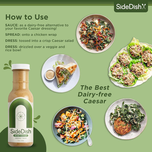8 oz SideDish Miso Caesar Dressing Seed Oil Free Salad Dressing Made w/Avocado Oil Refined Sugar Free, Dairy & Gluten