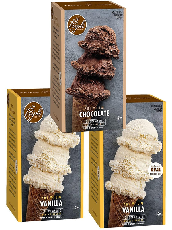 Triple Scoop Ice Cream Mix Sampler | Vanilla & Chocolate - 2:1