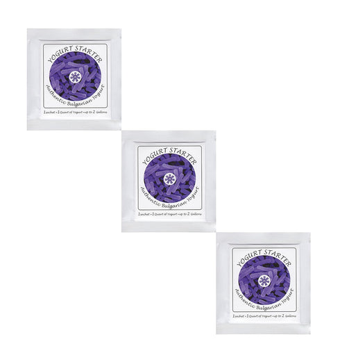 Pack 3 Yogurt Starter Cultures - of Freeze-dried Culture Sachets for Authentic Bulgarian Yogurt