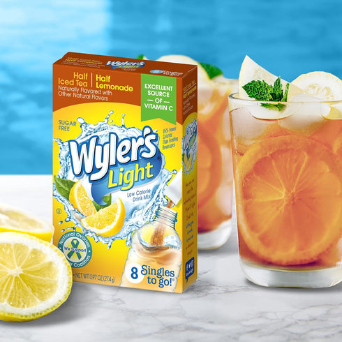 1 8 (8 Wyler's Light Water Drink Mix, Singles To Go, Half Iced Tea & Half Lemonade, Box, Sticks Per Box Sticks Total)