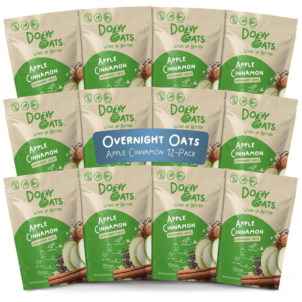 Dozy Oats Overnight Oatmeal Packets, Apple Cinnamon Multipack with Rolled Oats, Chia
