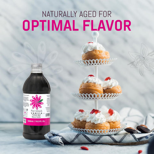 16.9 oz Flor Maya Vanilla Extract Premium Aged Blend Made with Mexican Vanilla Beans | Gourmet Vanilla Bean Extract