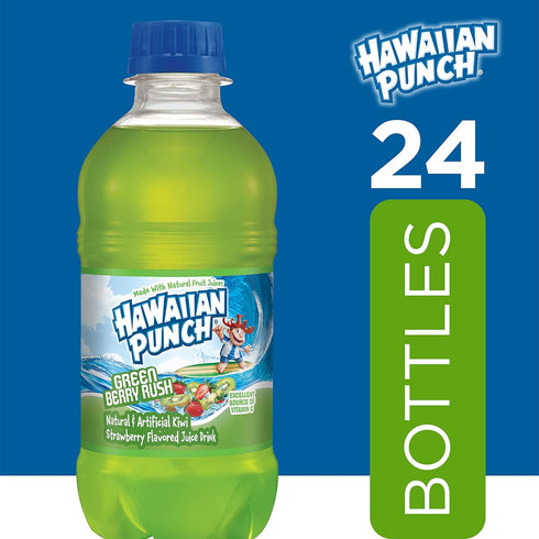10 Oz 24 Count (4 Packs 6), Hawaiian Punch Green Berry Rush Fruit Juice Drink, Fl Bottles, Of Ready-to-drink