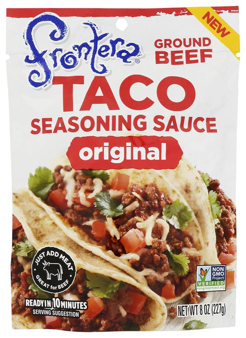 frontera Taco Seasoning Sauce for Ground Beef, Non GMO, Gluten Free, 8 Ounce