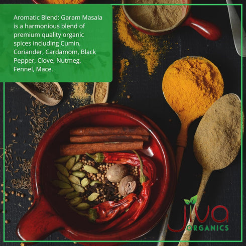Jiva Organics Organic Garam Masala Powder, 1 Pound Bulk Jar - NON-GMO, Salt Free Indian Spice Blend