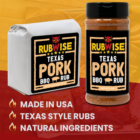 11.5oz RubWise Pork Rub, Texas Style BBQ Seasoning for Smoking & Grilling Meat, Dry Spice Blend for Prime Rib