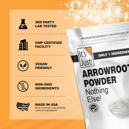 It's Just Arrowroot Powder, 8oz, Natural Thickener, Gluten-Free, Dairy-Free, Non-GMO, Cornstarch Substitute