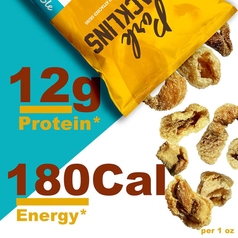 0g 5 Oz (Pack 3) Lanna Table Pork Cracklins, Southern Flavor Chicharrones Style, Fried Pork Skins Attached with Fat