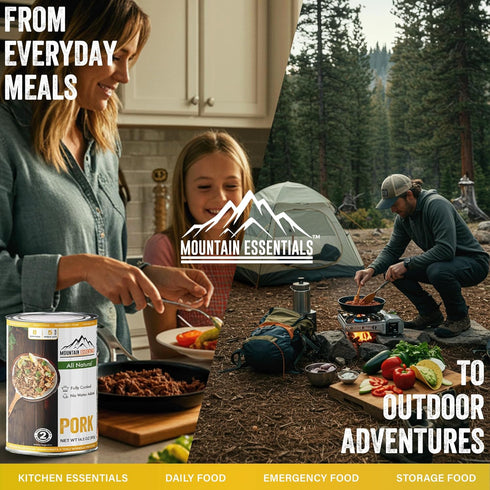 14.5 oz 5-Year Pack 1 MOUNTAIN ESSENTIALS Canned Pork Fully Cooked, Ready to Eat Pantry Staple Meat for Everyday Meals