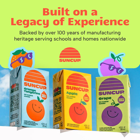 100% 49 Pack 4.23 oz (40 Pack), SunCup Juice Boxes for Kids | No Added Sugar, No Dyes, No Preservatives | Trusted