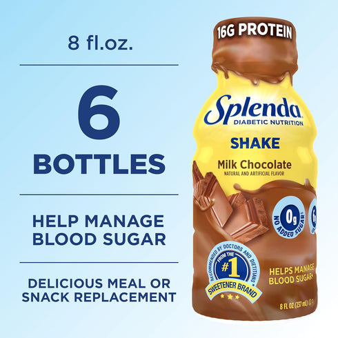 8 6 Pack) SPLENDA Diabetes Care Shakes - Meal Replacement Shake, Fluid Ounces Per Bottle (Milk Chocolate