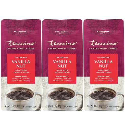 Teeccino Vanilla Nut Chicory Coffee Alternative - 11 Ounce - Ground Herbal