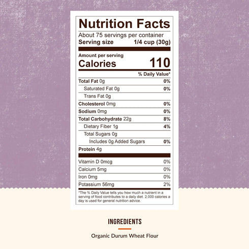 100% 00 5 Organic Pasta Flour - Flour for Baking- Pounds