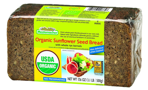 Mestemacher Bread Organic Sunflower Seed, 17.6-Ounce (Pack of 4), 70.4 Ounce