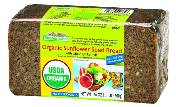 Mestemacher Bread Organic Sunflower Seed, 17.6-Ounce (Pack of 4), 70.4 Ounce
