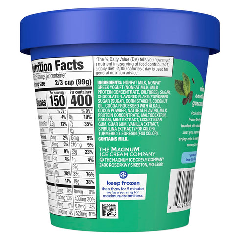 Frozen 14 Oz Yasso Ice Cream Mint Chocolate Chip, Fl