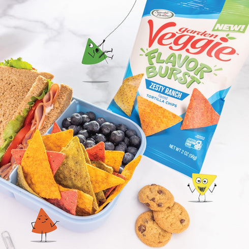2 Oz (Pack 6) Sensible Portions Garden Veggie Flavor Burst Tortilla Chips, Ranch