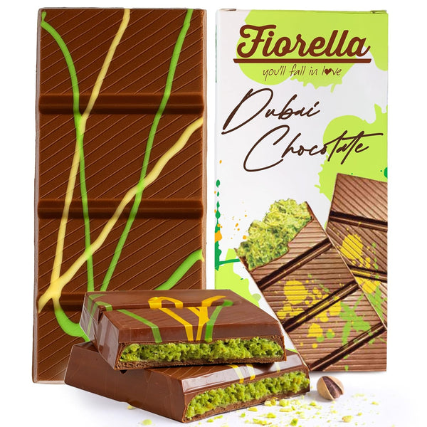Fiorella Dubai Chocolate Bar Pistachio, Luxury & Premium Dubai Milk Chocolate Bar