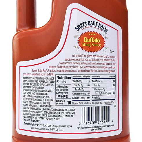1 Sweet Baby Ray's Buffalo Wing Sauce | Gluten Free | Kosher | Gallon