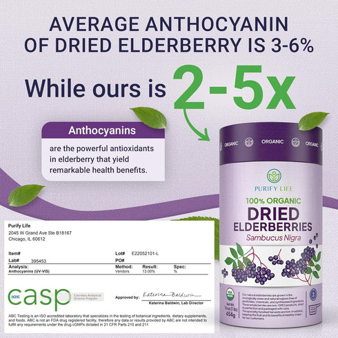 1lb Immune 1 USDA Organic Dried Elderberries Bulk Dried Mixed Fruits (Resealable Bag) Natural, Non-Irradiated, Raw