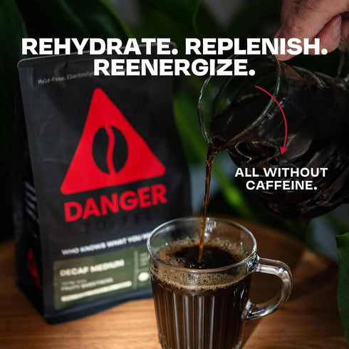 10.9 Danger Coffee by Dave Asprey, Remineralized, Mold Free & Lab Tested Swiss Water Decaf Whole Bean Coffee, Medium