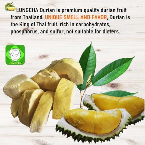 Durian King of Fruit Vacuum Freeze Dried Fresh Durian Monthong, 50 Gram or 1.75 Ounce Pack of 2