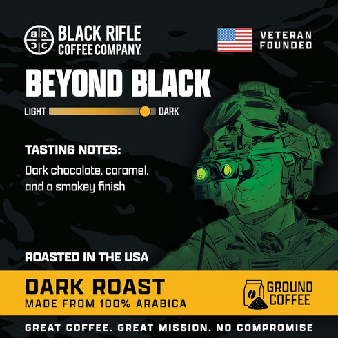 12oz Black Rifle Coffee Company Beyond Black, Bag, Ground Coffee Dark Roast - Roasted Blend Made from Arabica Beans